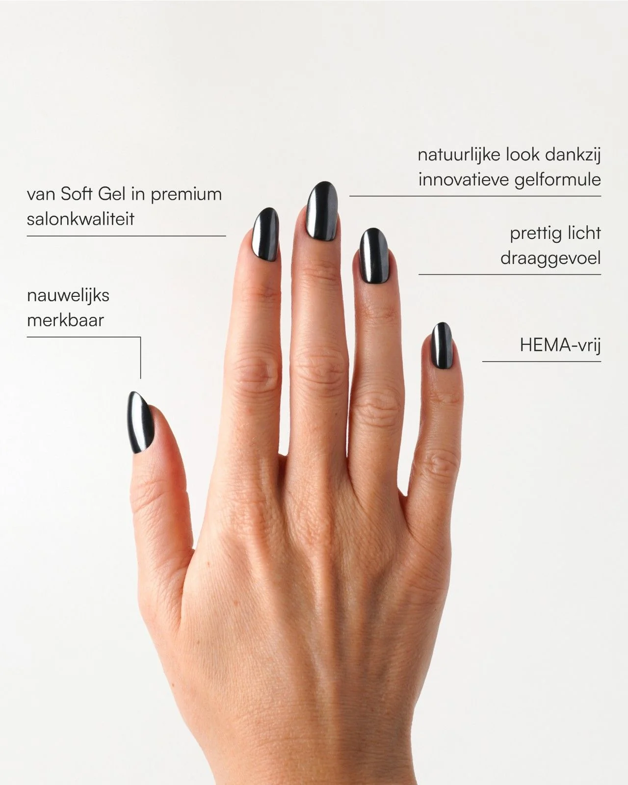 Black Pearl Medium Round Soft Gel Press Ons - Image 3