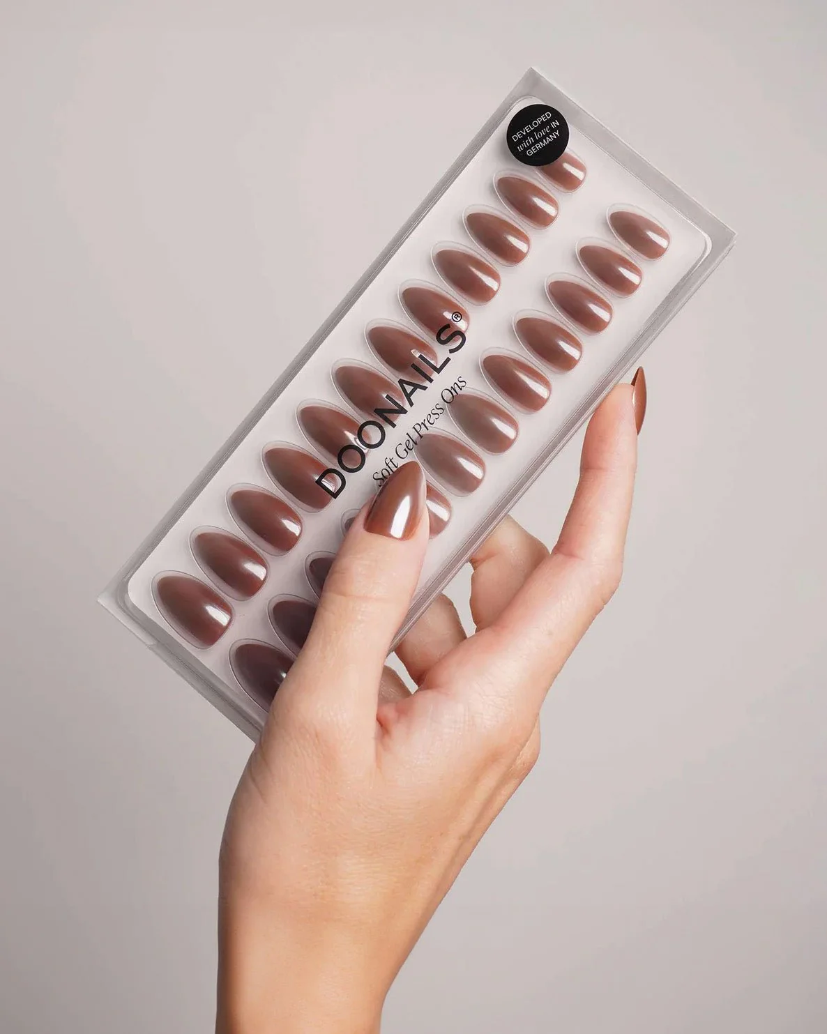 Glazed Chocolate Short Almond Soft Gel Press Ons - Image 4