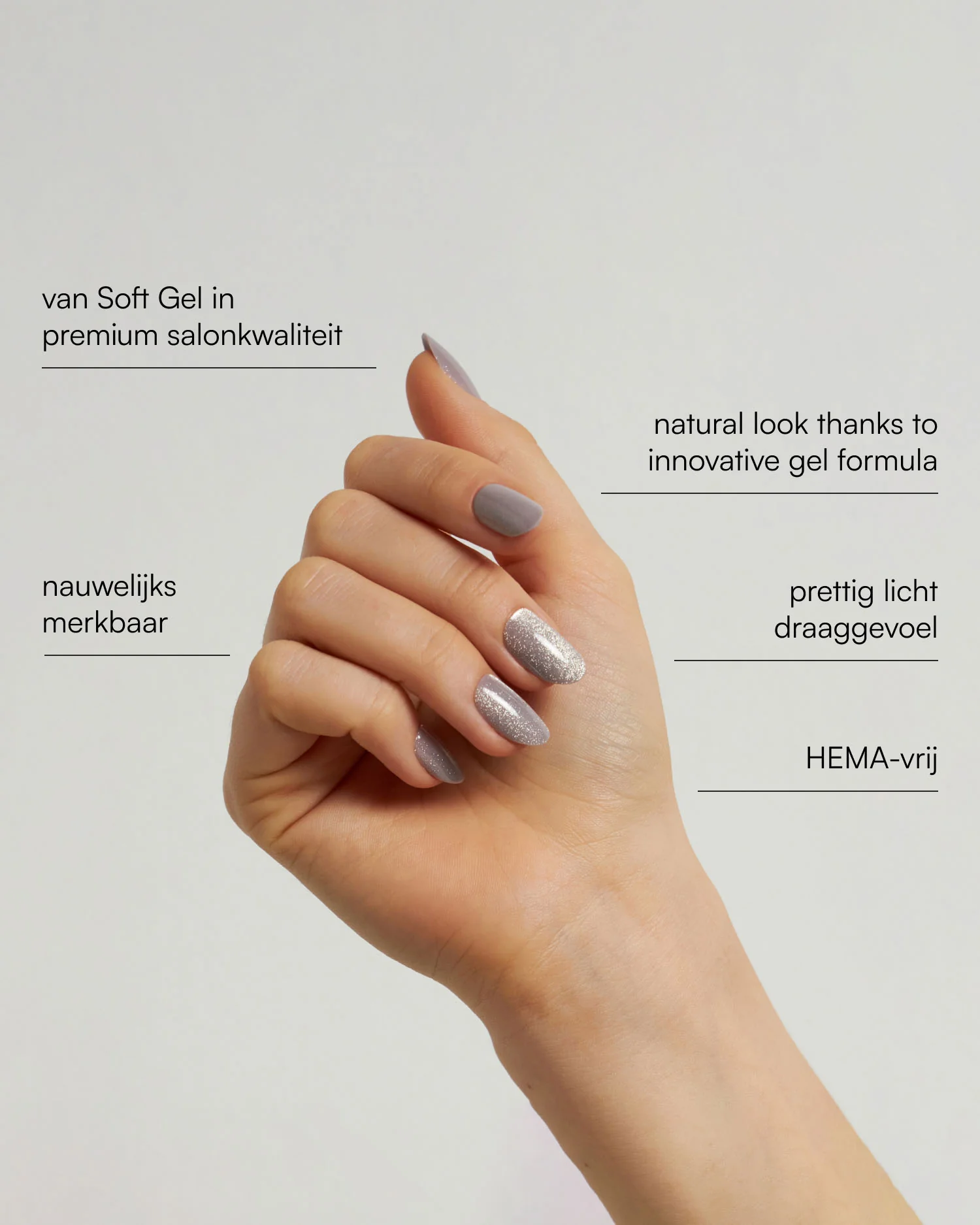 Grey Cat Eye Medium Round Soft Gel Press Ons - Image 3