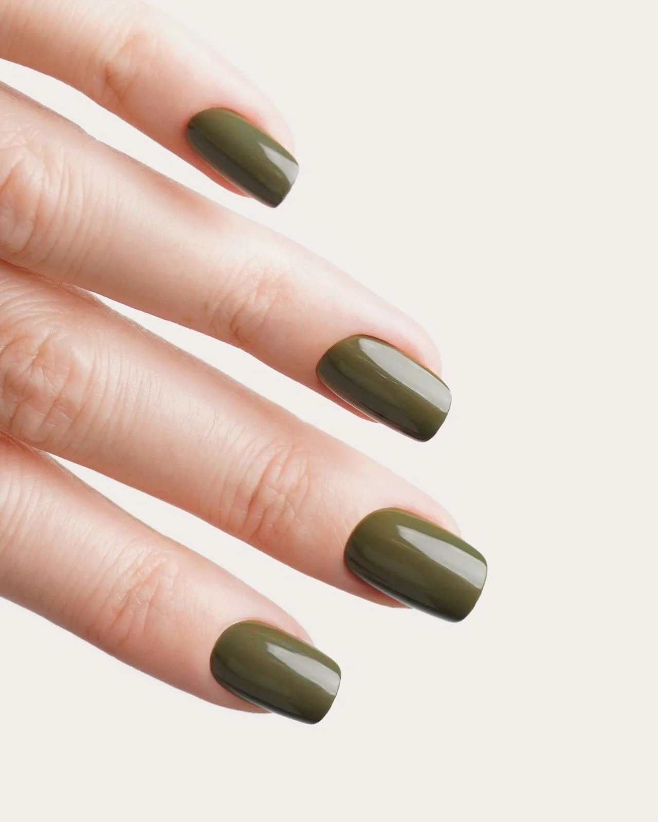 Moss Green Short Square Soft Gel Press Ons - Image 2