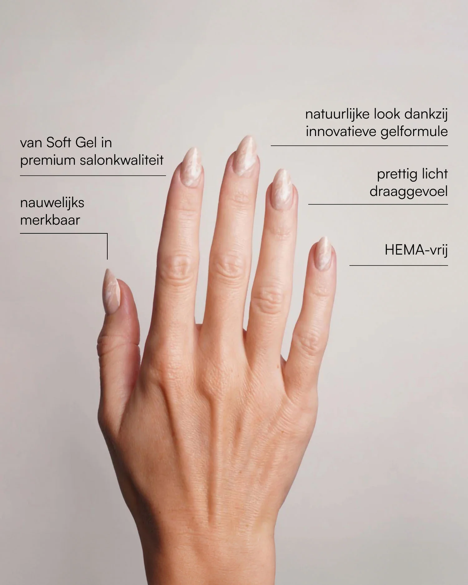 Nude Marble Short Almond Soft Gel Press Ons - Image 3