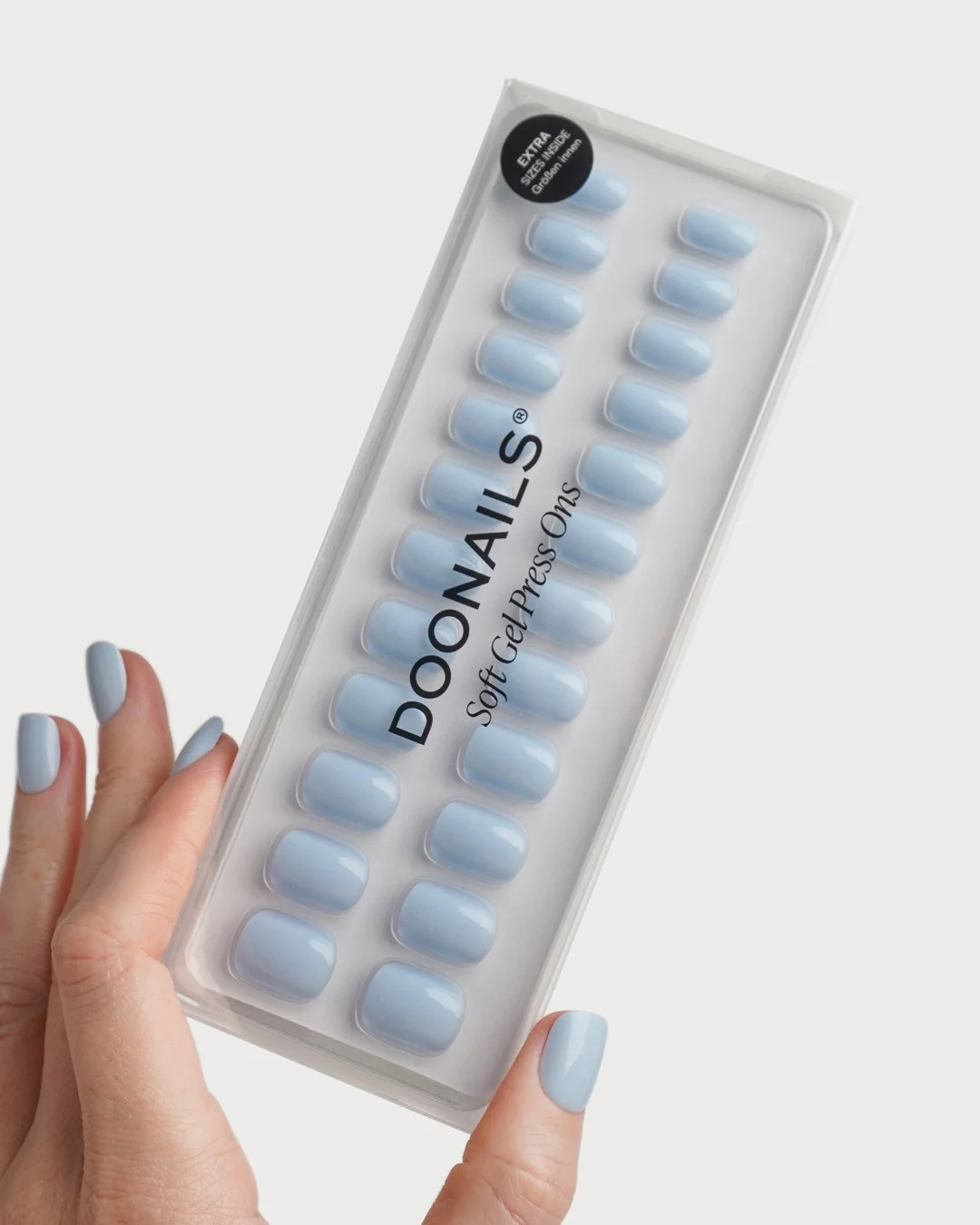 Powder Blue Extra Short Square Soft Gel Press Ons - Image 3