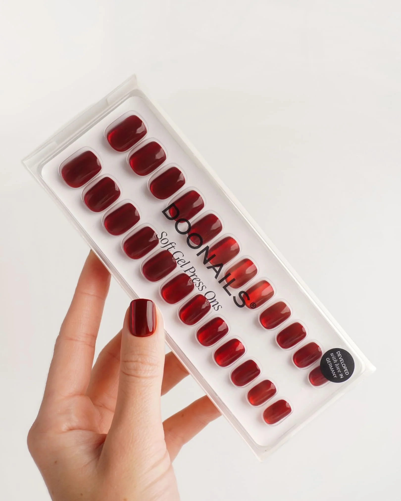 Red Cat Eye Extra Short Square Soft Gel Press Ons - Image 4