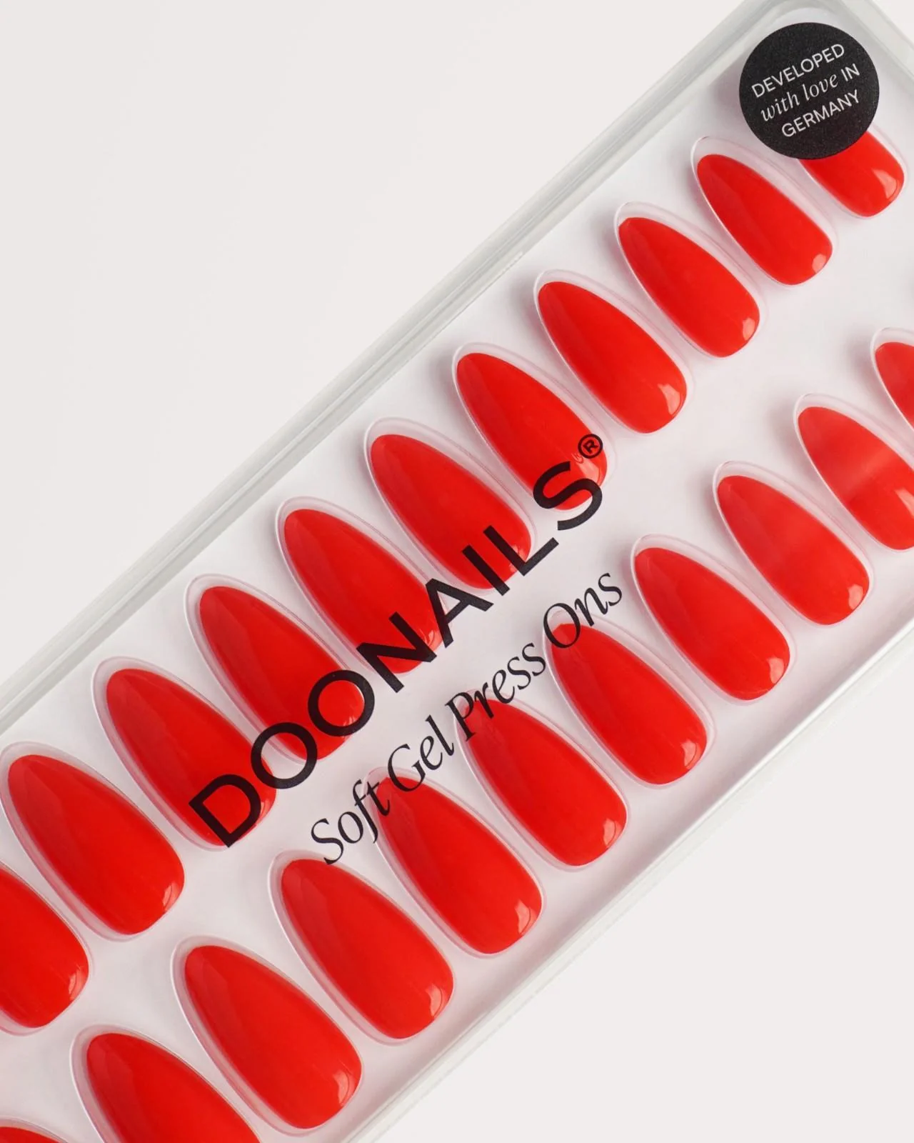 Rose Red Medium Almond Soft Gel Press Ons - Image 5
