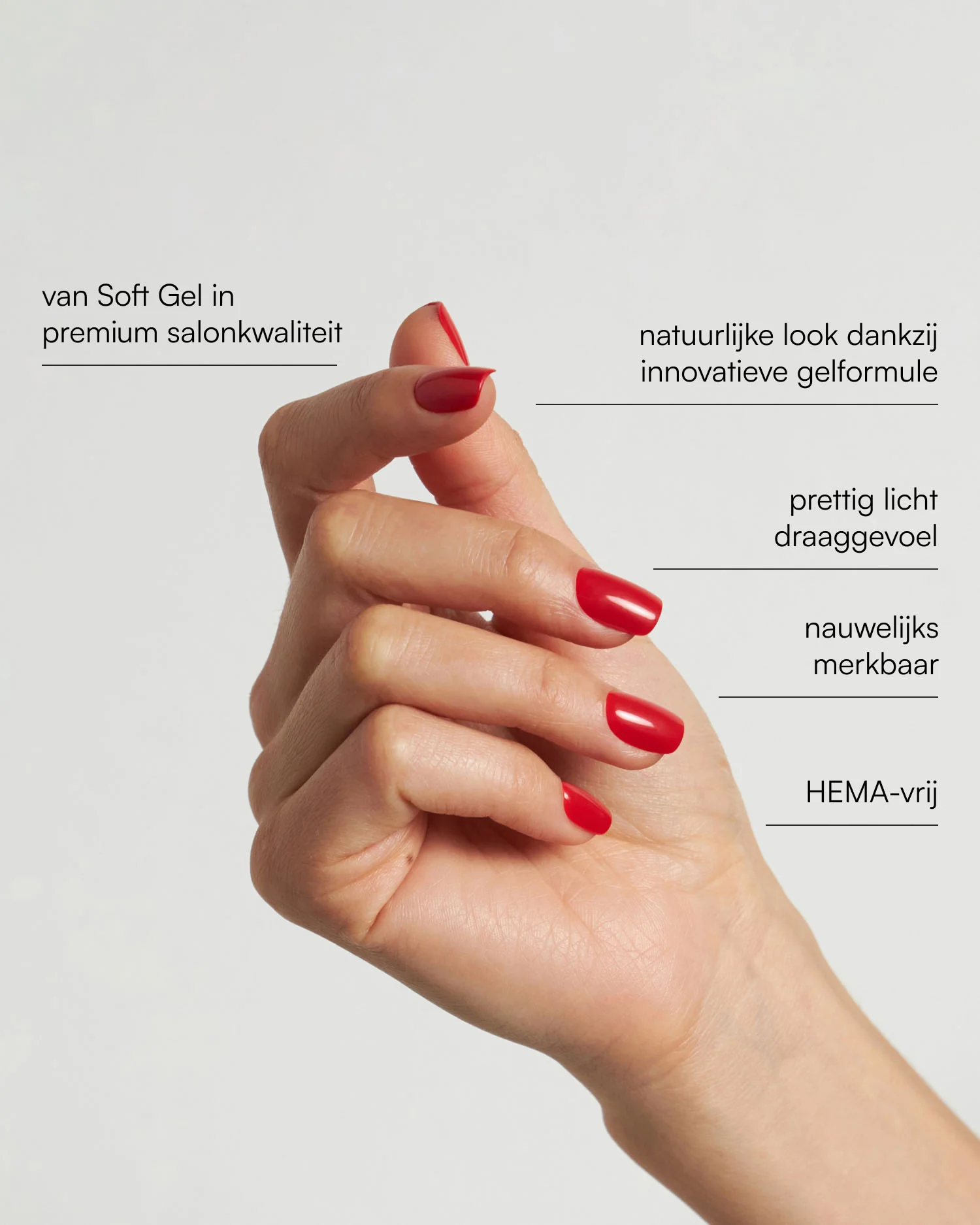 Rose Red Short Square Soft Gel Press Ons - Image 3