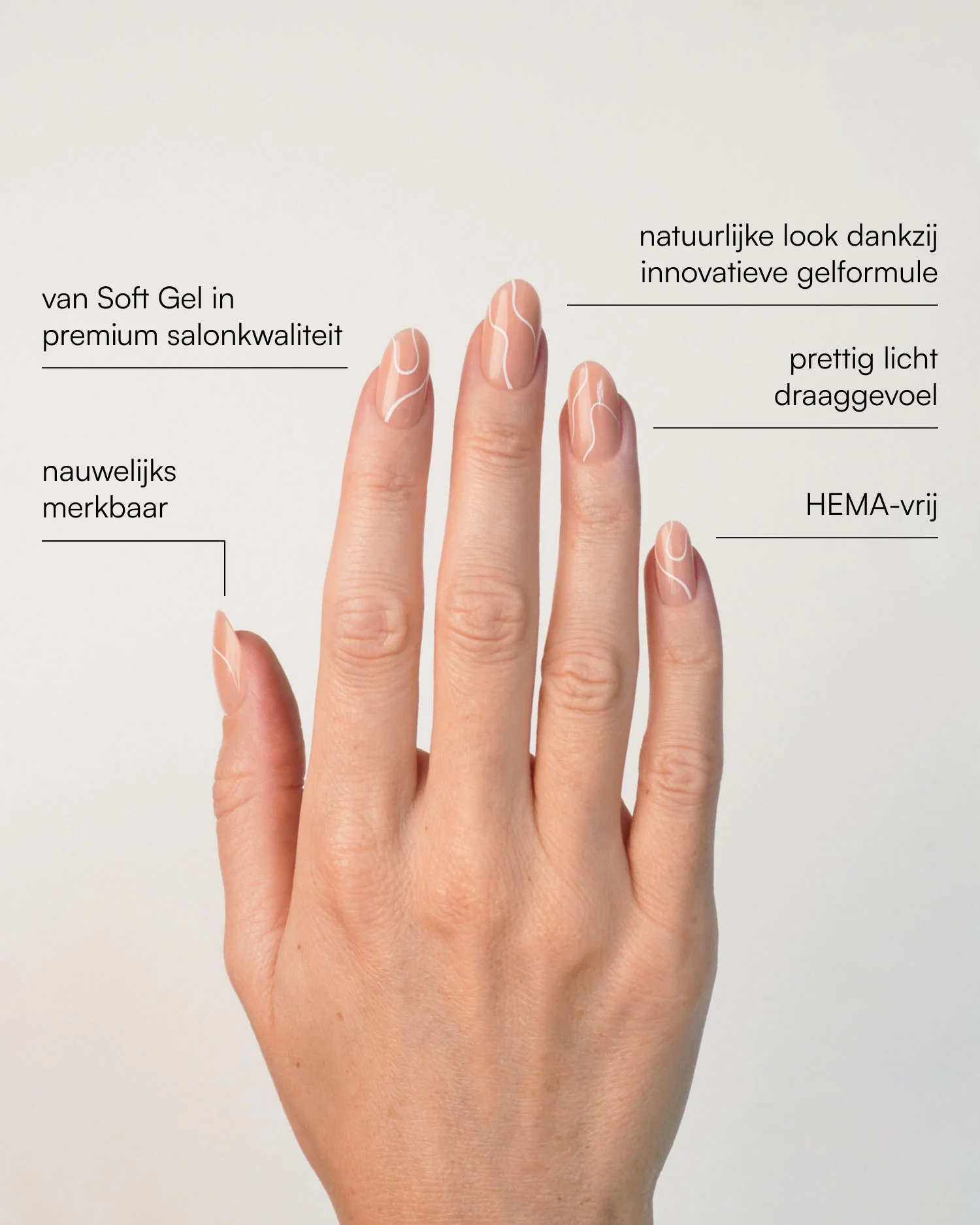 White Swirl Medium Round Soft Gel Press Ons - Image 3